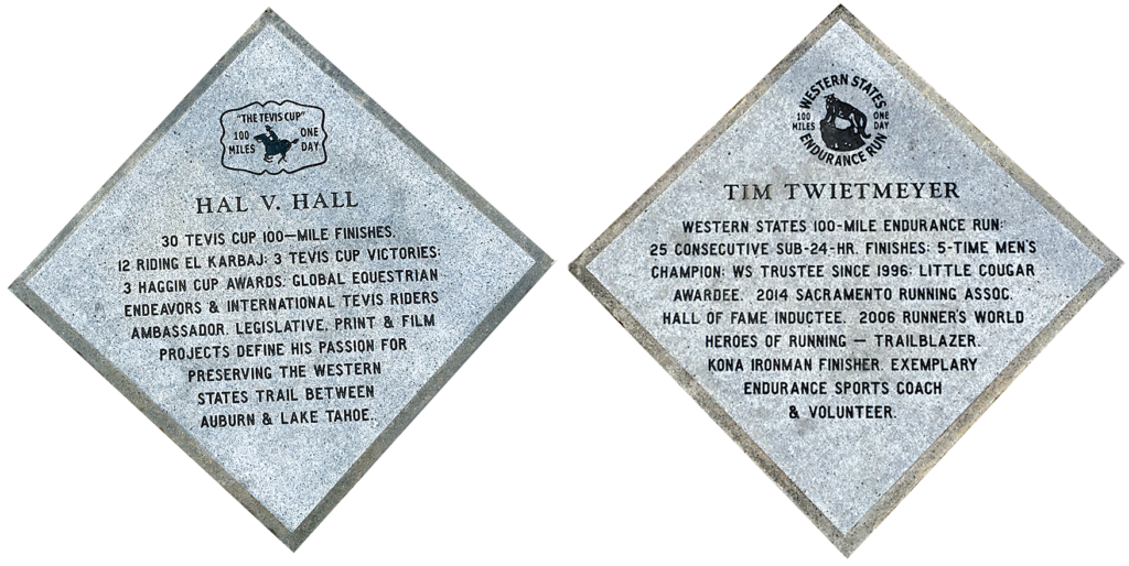 Hal Hall and Tim Twietmeyer Commemorative tiles in the Endurance Zone of Central Square, City of Auburn, CA