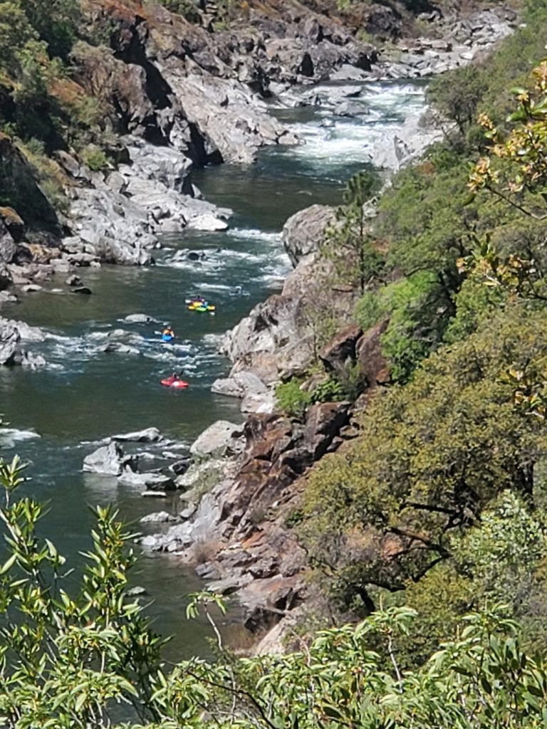 View of a low flow run on the Chamberlain Falls Section of the North Fork American River, as seen from the Windy Point Trail