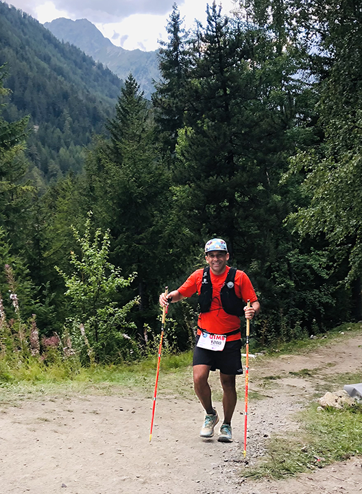 Anthony Chavesz enjoys a kinder stretch of the UTMB course.