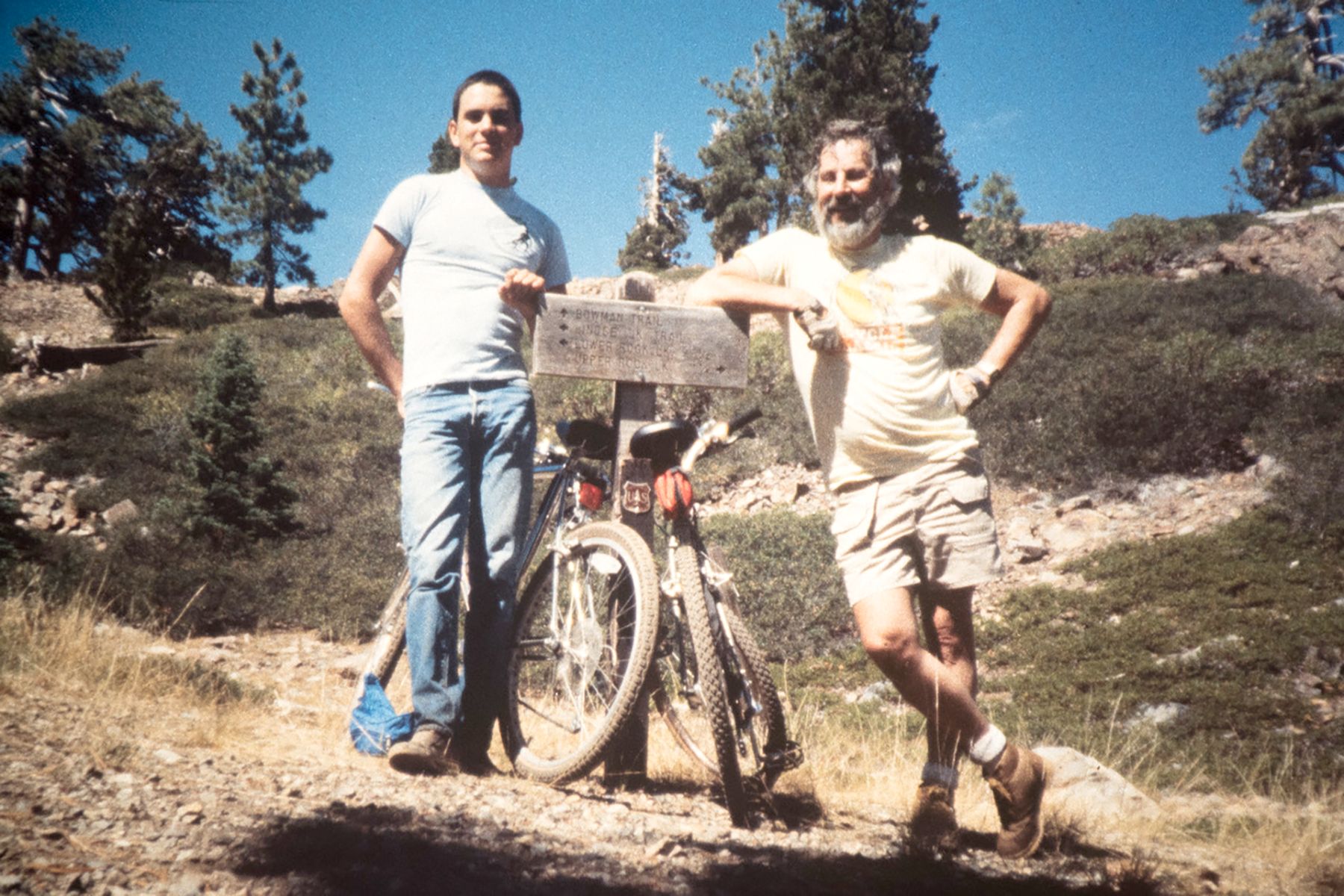Andy Olmstead (L) and his Dad Dan at Bowman Lake @ 1985.
